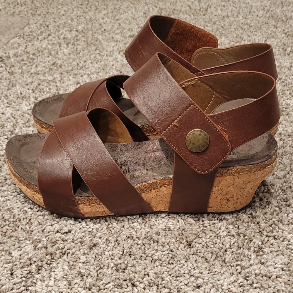 Brown Strappy Wedge